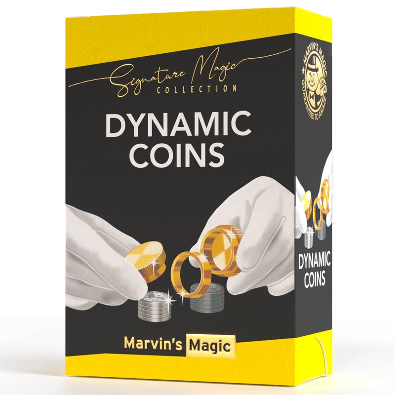 Marvins Magic Marvin’s Magic Dynamic Coins – Classic Brass Coin Magic Trick Set with App Video Instructions | Make Coins Appear, Vanish & Transform - Image 1